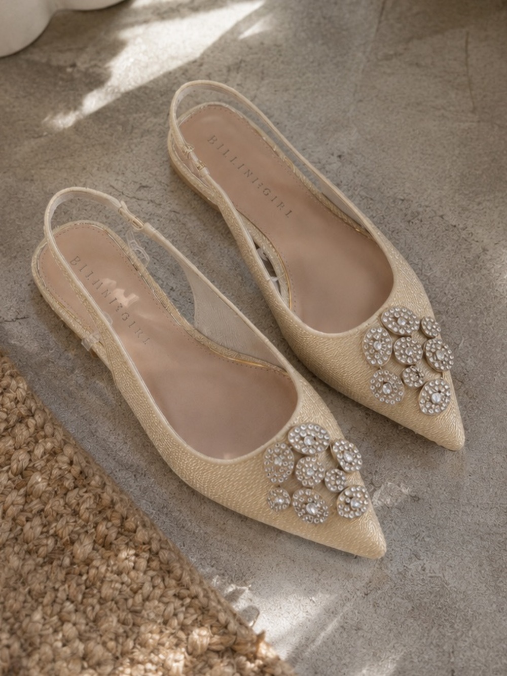 Gianni Bini Cream Embellishment Slingback Sandals Sz 7.5M NWOB